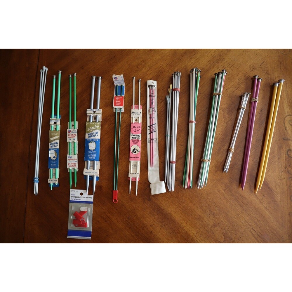 Large Lot Of 56 Vintage Knitting Needles Various Sizes & Brands Zephr Boye Lynn